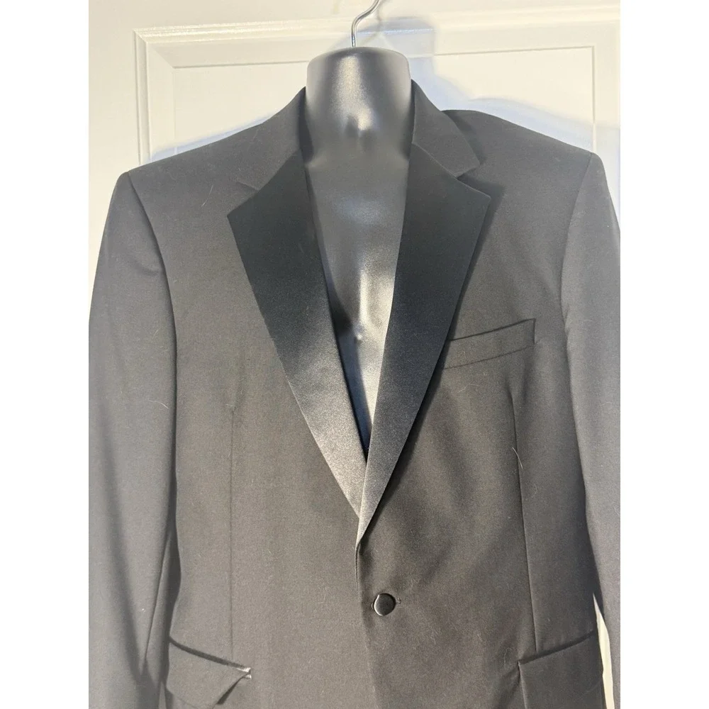 Jos‎ A Bank Formal Elegant Tuxedo Black Jacket Wool/ Satin Trim Sz 43L Wedding